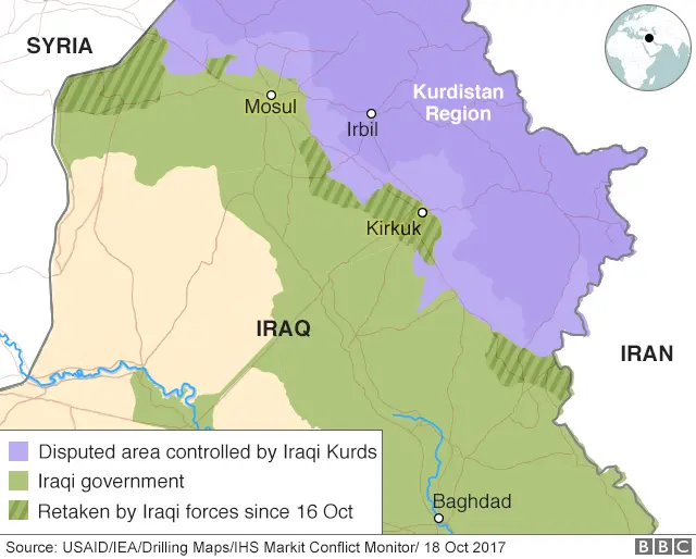 Map of Iraq and Kurdistan Region