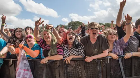 Getty Images Festival-goers in Leeds, 2019