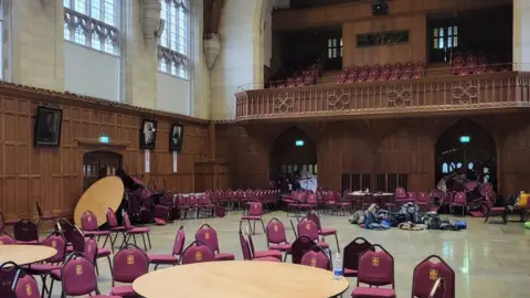 Rent Strike Bristol Great Hall with doors blocked