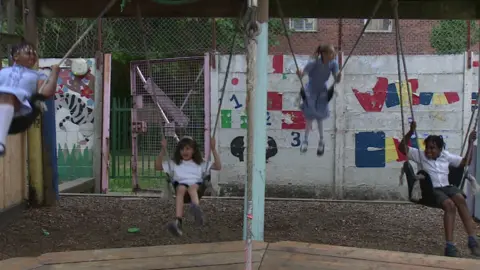 BBC Children on swings