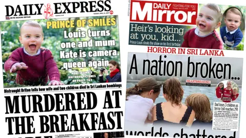 A composite of the Daily Express and Mirror front pages