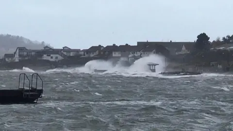 BBC Weather Watchers | Ribster13 Large waves crashing on the shore at Deganwy