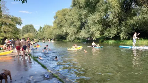 Anne Miller People swimming and paddle-boarding in the River Cam in 2022