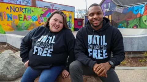 Uzoma Obasi Mirella Ceja-Orozco and Elizer Darris of the MInnesota Freedom Fund