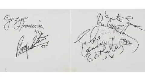 Special Auction Services Beatles signed birthday card