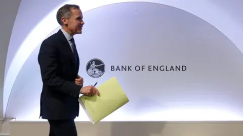 Getty Images Mark Carney leaves after hosting a Financial Stability Report press conference at the Bank of England