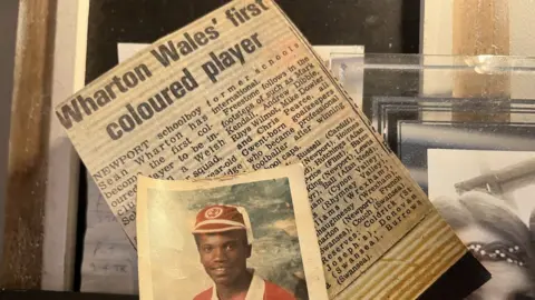 Sean Wharton Newspaper clippings about Sean Wharton being the first Black player to represent Wales U15s