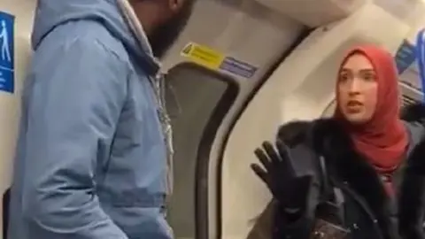 Chris Atkins/PA A woman has been praised online for intervening and trying to stop the abuse