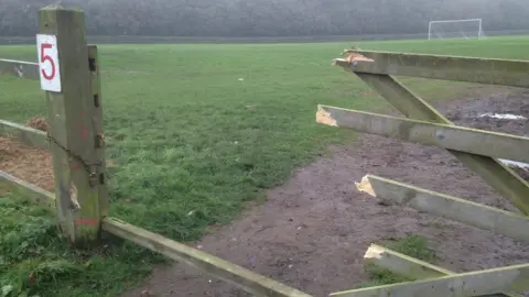 BBC A broken gate at Oliver's Mount