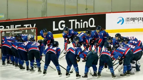 Getty Images Joint Korean hockey players