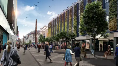 BBC Artists impression of Northumberland Street revamp in Newcastle