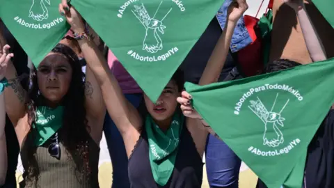 Getty Images Pro-choice activists in Mexico City in February 2020