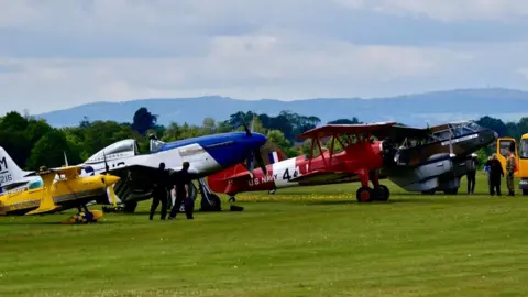 BBC A colourful array of planes line up at the event