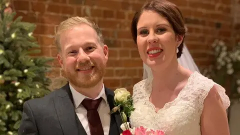 Lucy Cull Sam and Hannah Freeman on their wedding day
