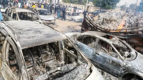 Borno State governor/Facebook Scene in Aruno town