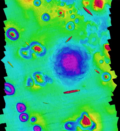 CSHEL University of Delaware Bathymetric map of the Operation Crossroads test site