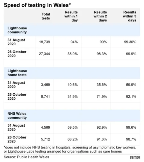 Speed of testing in Wales detail