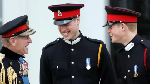 PA Media Prince Philip with William and Harry