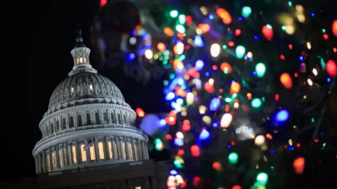 Getty Images Capital Hill and a Christmas tree in the USA