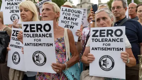 Getty Images Protest against anti-Semitism in Labour
