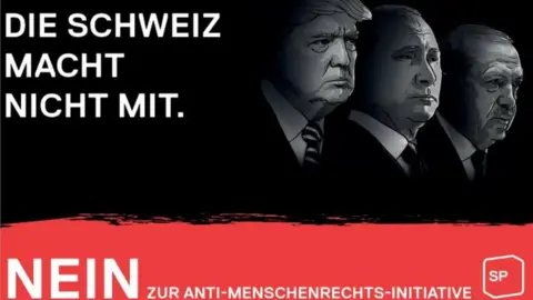 SP The No campaign's poster features three world leaders and says: "Switzerland won't join in"