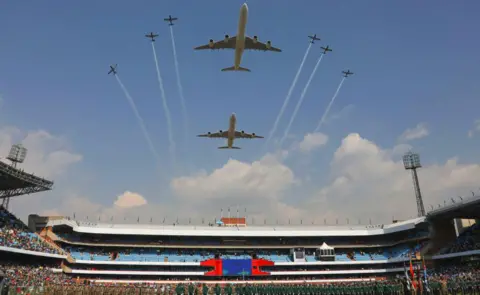 Getty Images Planes in the sky above the stadium - Saturday 25 May 2019