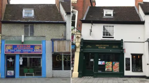 Bedford Borough Council and BBC Millennium kebabs before and after renovation