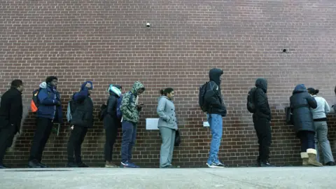 Getty Images New York job fair line at UPS