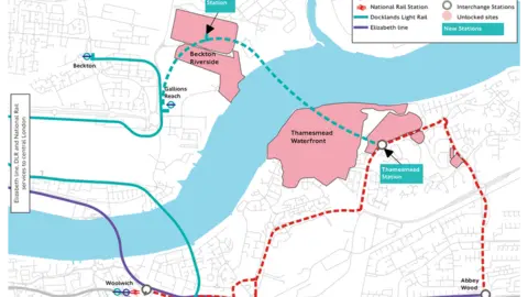 TfL DLR extension to Thamesmead map