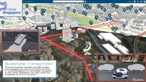 NRF Singapore Virtual map of driverless cars around Singapore