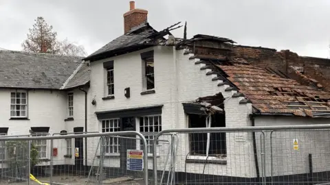 Jill Bennett/BBC Homes destroyed by a fire in Ashill, Norfolk