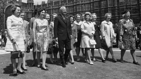 Getty Images Edward Heath with women MPs in 1970