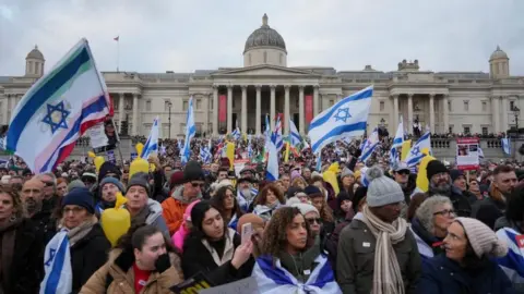Thousands call for release of hostages at pro-Israel rally in London