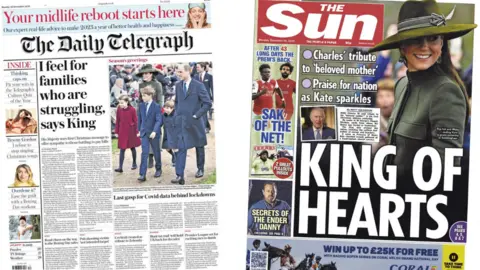 Daily Telegraph and The Sun headlines