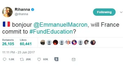 @rihanna/twitter 🇫🇷 bonjour @EmmanuelMacron, will France commit to #FundEducation?
