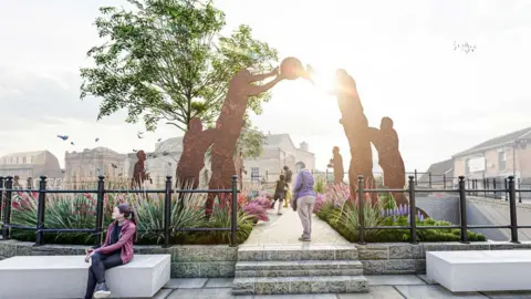 Guy Taylor Associates Shrovetide football sculptures