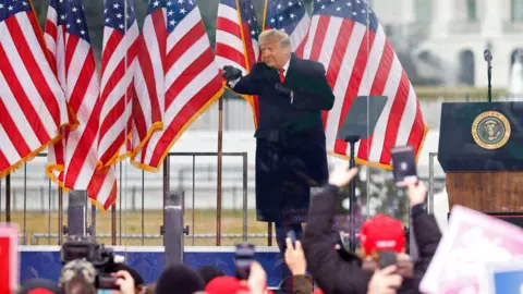 Reuters US President Donald Trump speaking during a rally