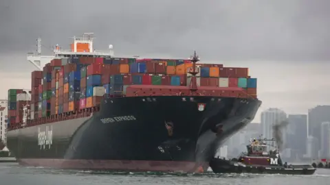 Getty Images A ship carrying goods made in China arrives in Miami, Florida