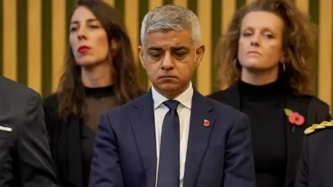 PA Media Sadiq Khan at the City Hall Remembrance Day Service on 10 November