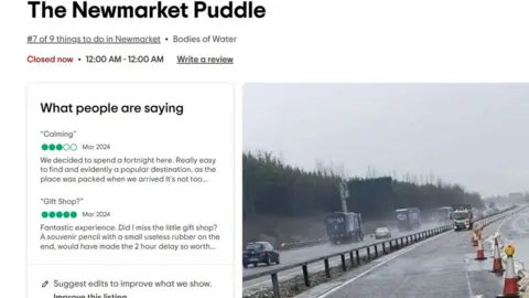 A14 Newmarket Puddle gets sarcastic Tripadvisor reviews