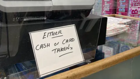 Cash or card taken sign