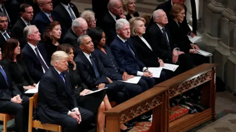Reuters Donald and Melania Trump, Barack and Michelle Obama, Bill and Hillary Clinton, and Jimmy and Rosalynn Carter