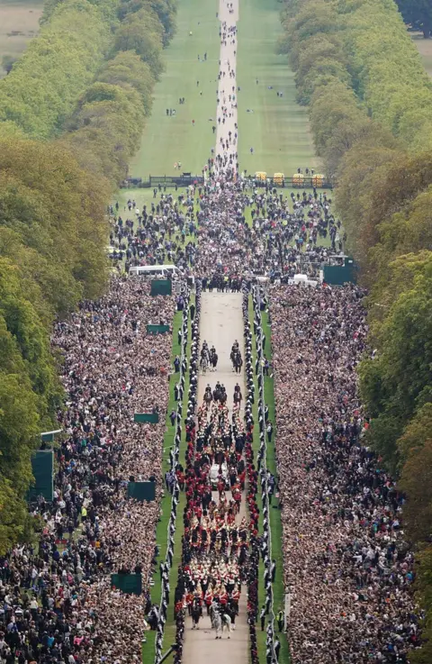 PA Media The Queen's coffin moving up the Long Walk at Windsor