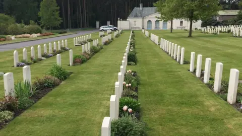Commonwealth War Graves Commission Tulips at Brookwood Military Cemetery
