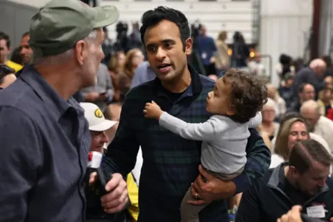 Getty Images Vivek Ramaswamy in Iowa City