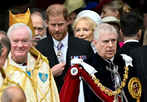 Toby Melville / Pool Prince Harry, Duke of Sussex, and Prince Andrew leave Westminster Abbey