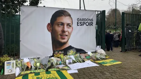 NANTES FC A banner has been put up at the training ground in Nantes