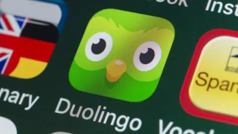 Getty Images The buttons of the app Duolingo