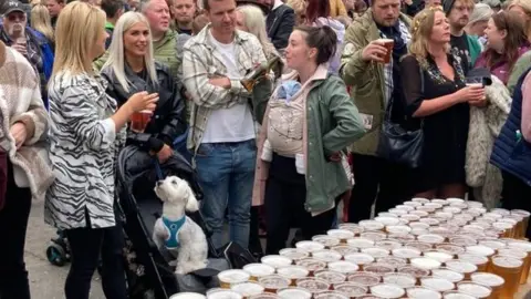 Drinks lined up on a table