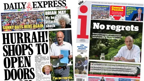 Front pages of the Daily Express and the i